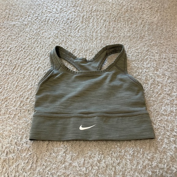 Nike Other - Nike Womens XS Heathered Olive Green Racerback Sports Bra Space Dye Swoosh